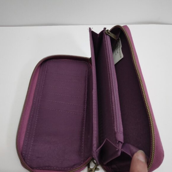 TRAVELON Wristlet Wallet Full Zip Purple Pink Clutch - Picture 5 of 11
